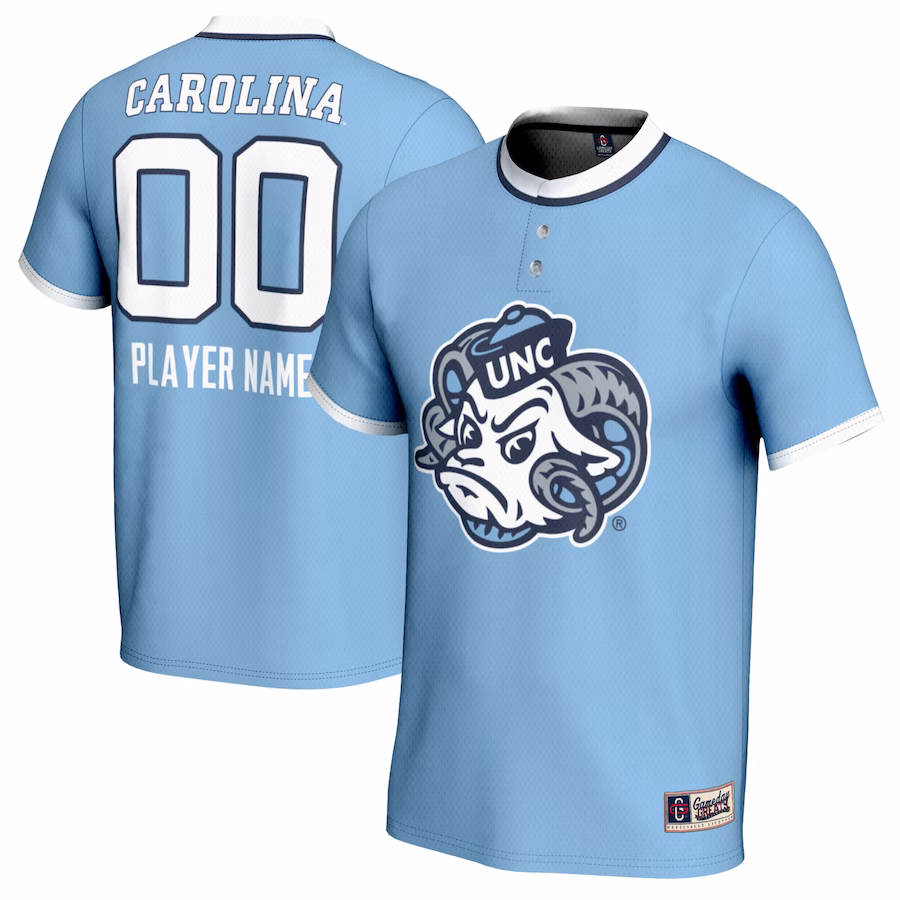 North Carolina Tar Heels GameDay Greats Youth NIL Pick-A-Player Lightweight Softball Mascot Jersey - Carolina Blue - ujerseystore