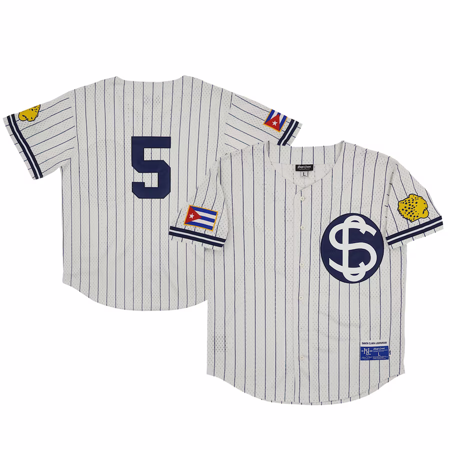 Men's Santa Clara Leopardos #5 Rings & Crwns Cream Mesh Button-Down Replica Jersey - ujerseystore