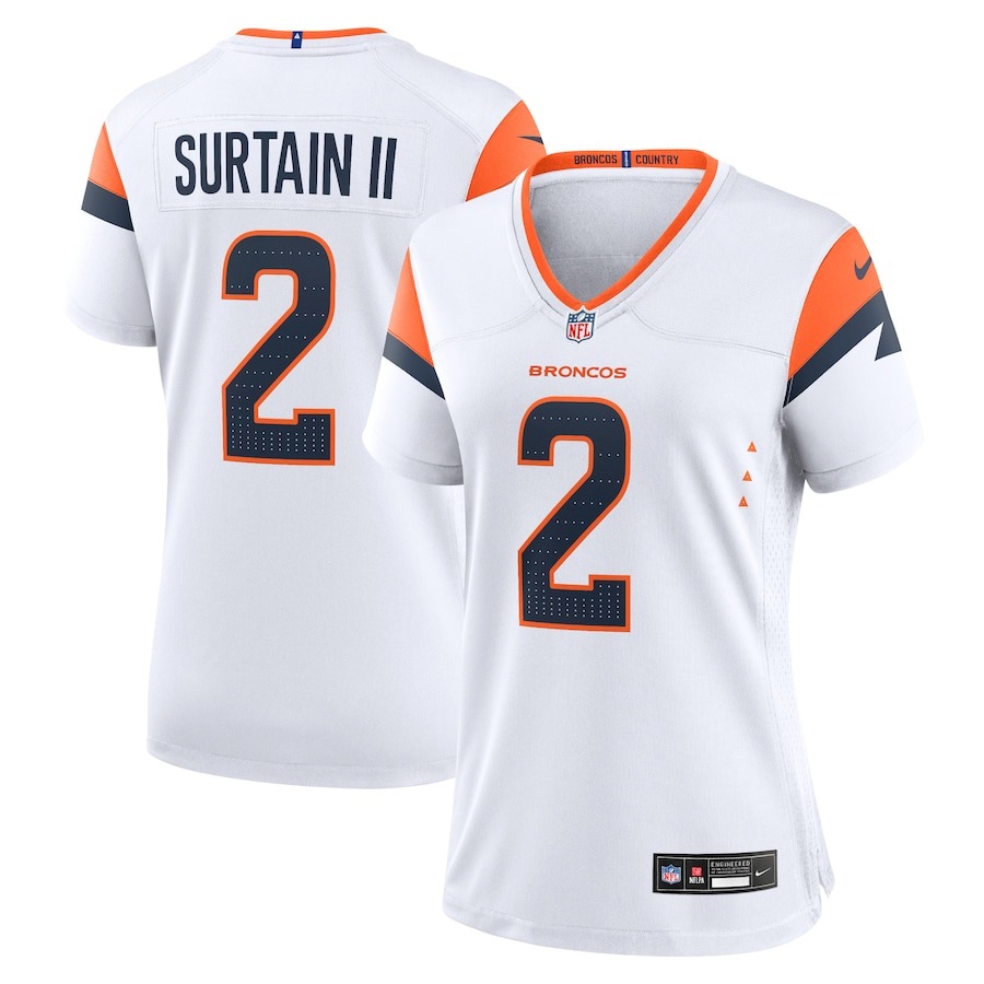 Women's Denver Broncos Patrick Surtain II Nike White Game Jersey - ujerseystore