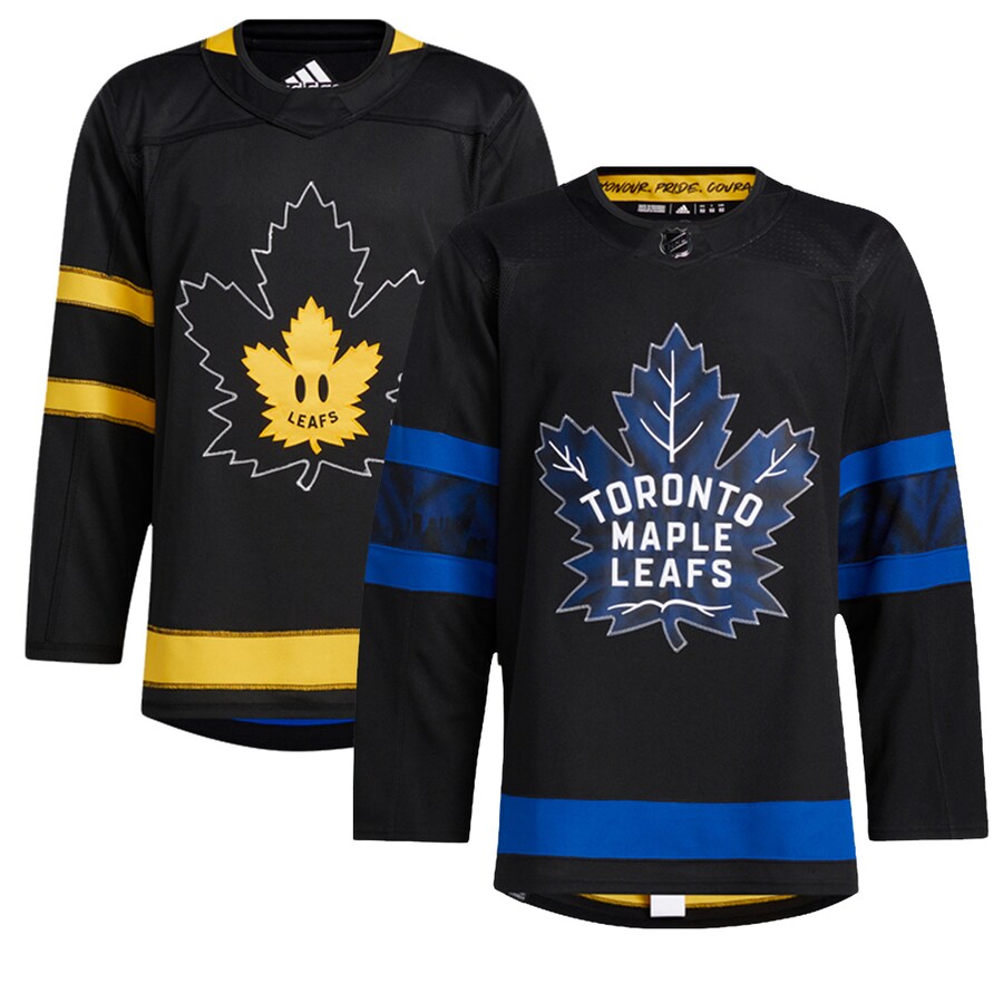Men's adidas Black Authentic Toronto Maple Leafs x drew house Alternate Blank Jersey - ujerseystore
