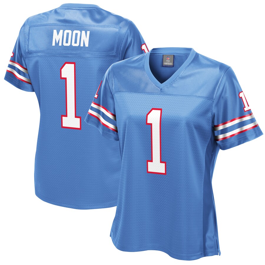 Women's Houston Oilers Warren Moon NFL Pro Line Light Blue Gridiron Classics Retired Player Replica Jersey - ujerseystore