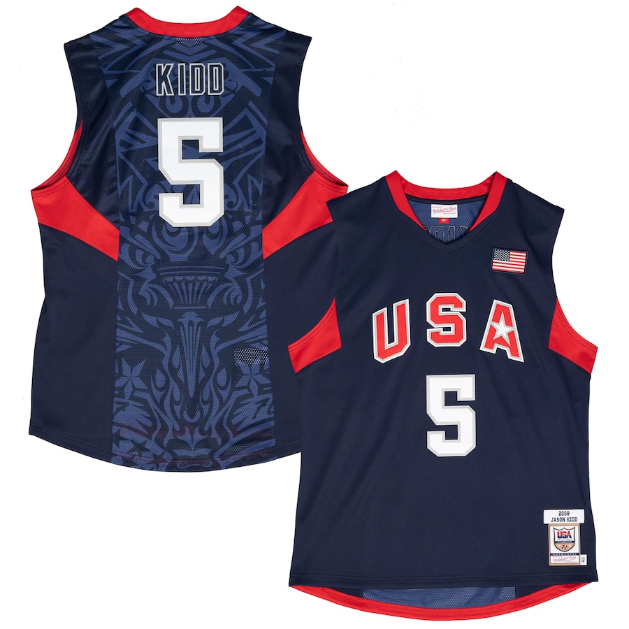 Men's USA Basketball Jason Kidd Mitchell & Ness Navy 2008 Authentic Player Jersey - ujerseystore
