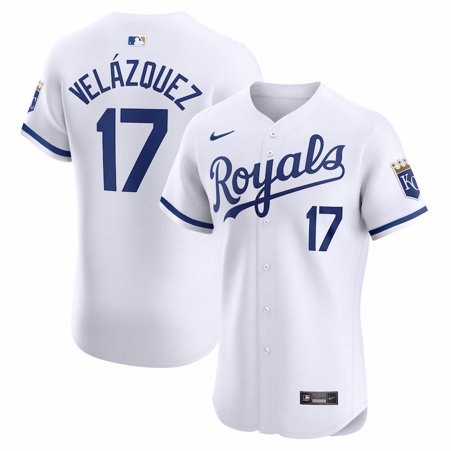 Men's Kansas City Royals Nelson Velazquez Nike White Home Elite Player Jersey - ujerseystore