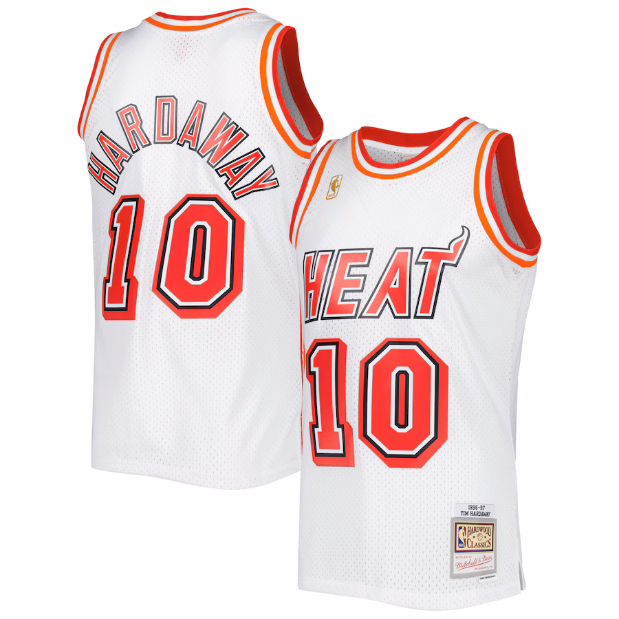 Men's Miami Heat Tim Hardaway Mitchell & Ness White Hardwood Classics Swingman Jersey - ujerseystore