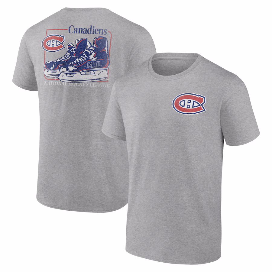 Men's Montreal Canadiens Heather Gray Glory Skates T-Shirt - ujerseystore