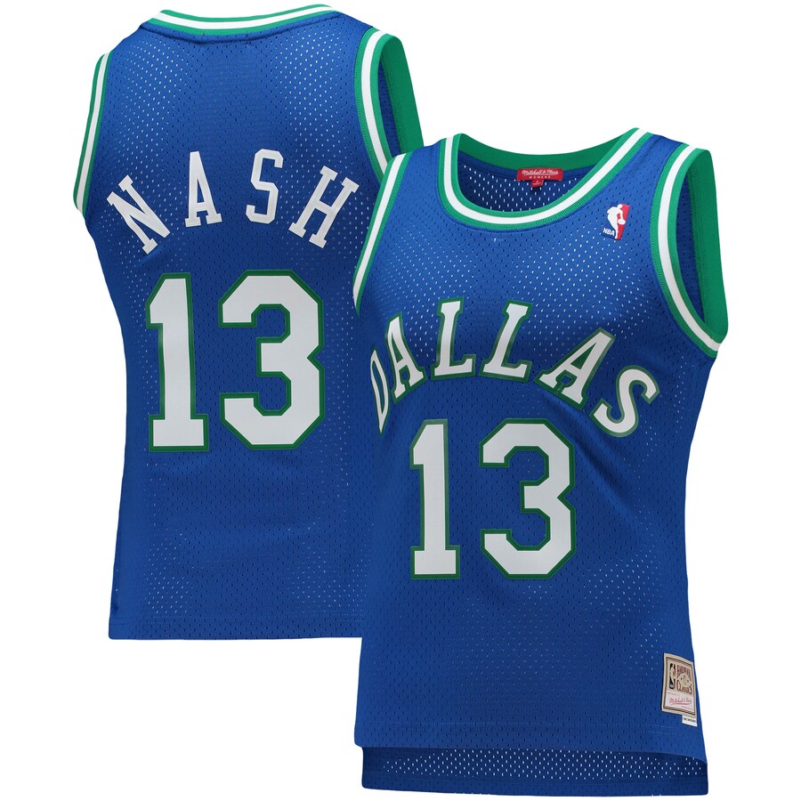 Women's Dallas Mavericks Steve Nash Mitchell & Ness Blue 1998/99 Hardwood Classics Swingman Jersey - ujerseystore