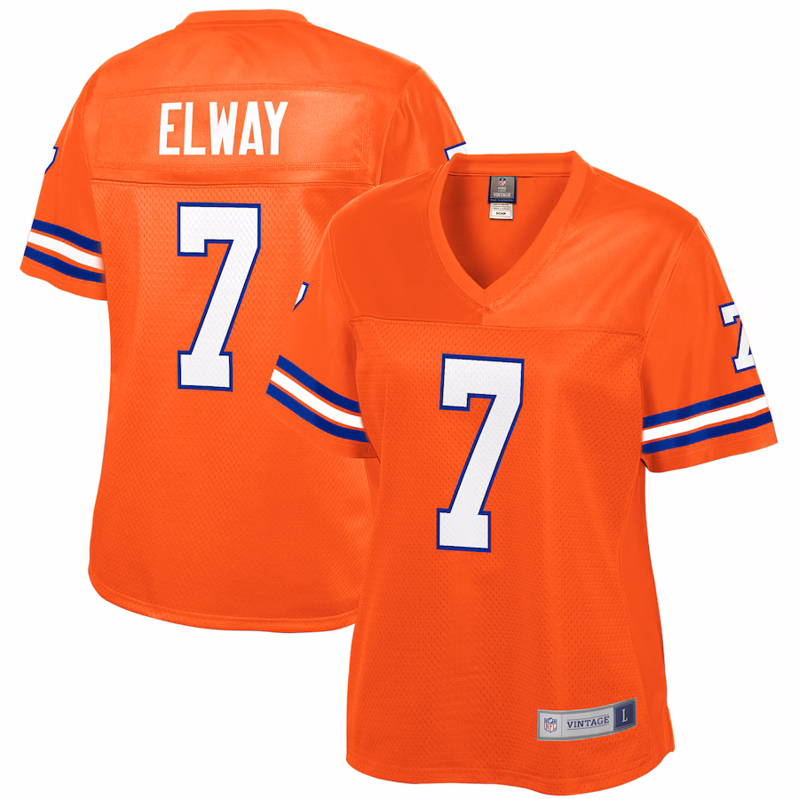 Women's Denver Broncos John Elway NFL Pro Line Orange Retired Player Replica Jersey - ujerseystore