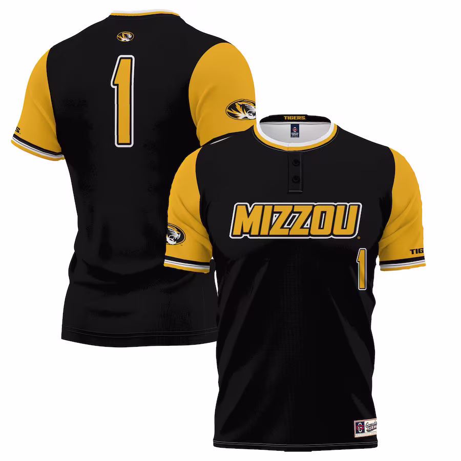 #1 Missouri Tigers GameDay Greats Unisex Lightweight Softball Jersey - Black - ujerseystore