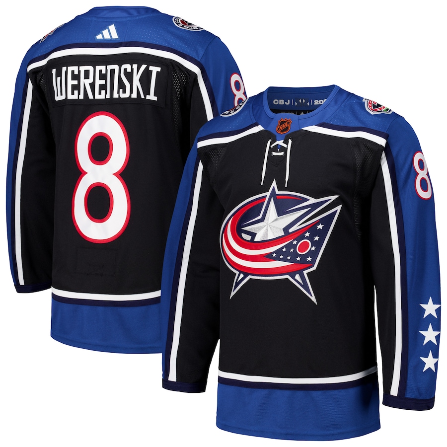 Men's Columbus Blue Jackets Zach Werenski adidas Black Reverse Retro 2.0 Authentic Player Jersey - ujerseystore