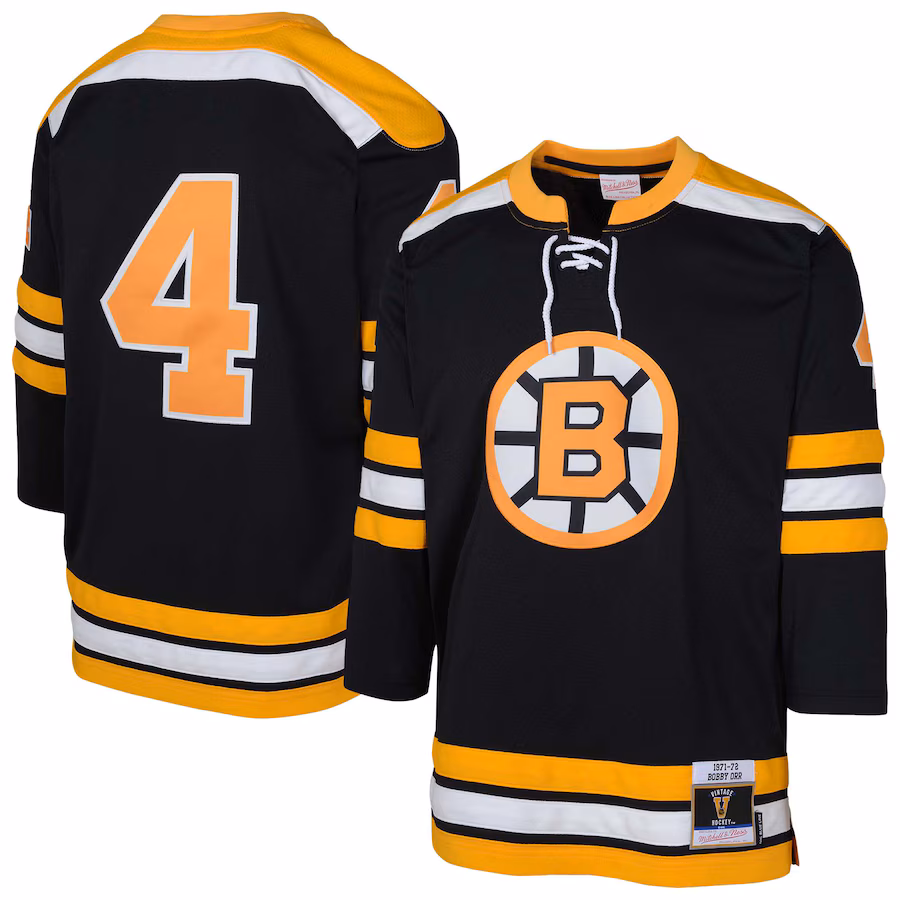 Youth Boston Bruins Bobby Orr Mitchell & Ness Black Blue Line Player Jersey - ujerseystore