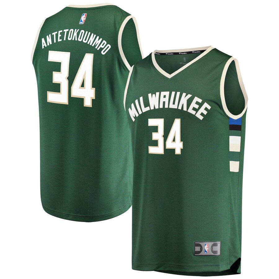 Youth Milwaukee Bucks Giannis Antetokounmpo Fanatics Hunter Green Fast Break Player Jersey - Icon Edition - ujerseystore