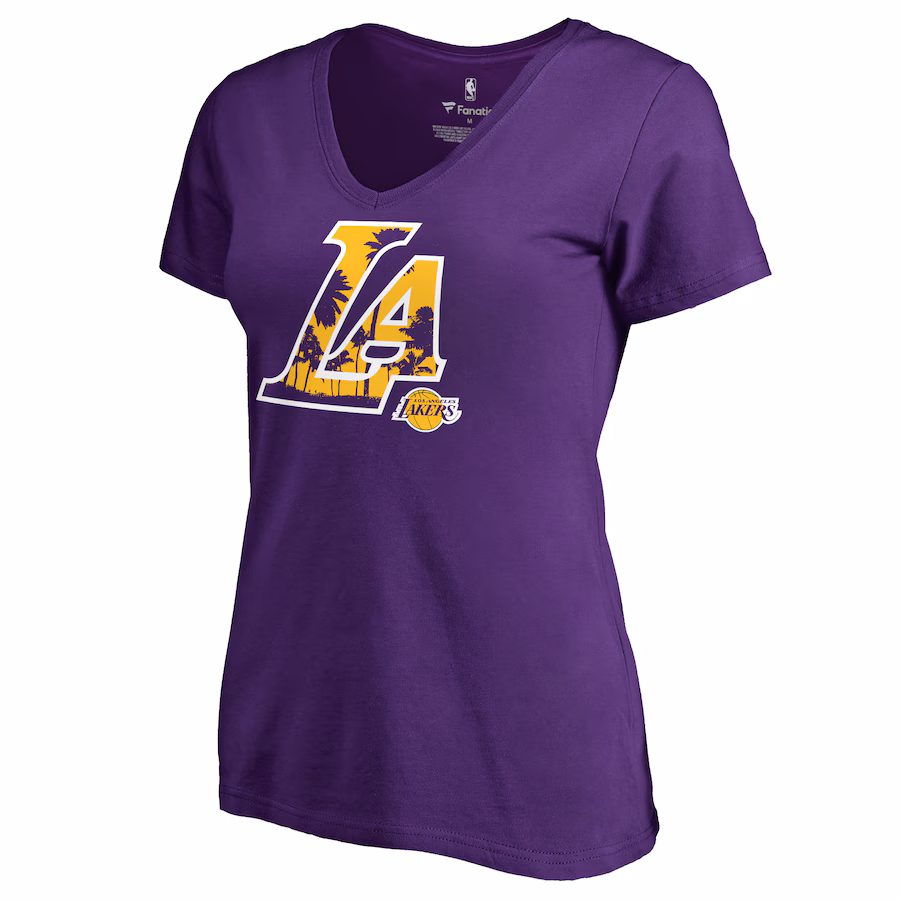 Women's Los Angeles Lakers Purple Sunset Blvd Hometown Collection T-Shirt - ujerseystore