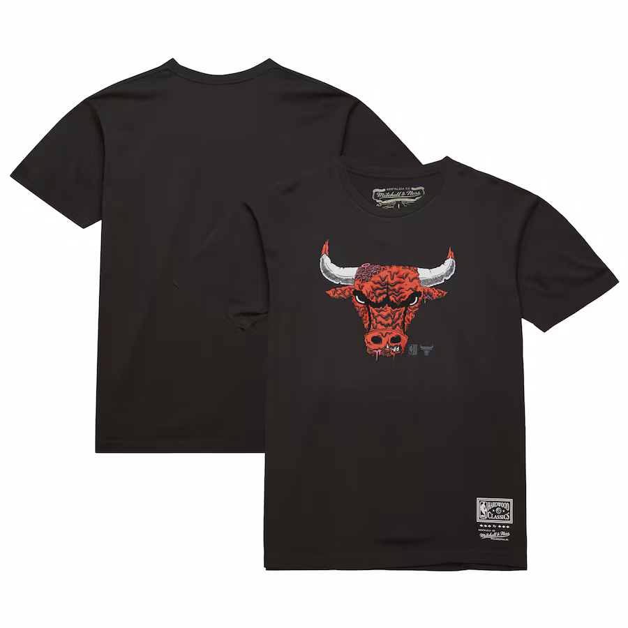 Men's Chicago Bulls  Mitchell & Ness Black Hardwood Classics Deconstructed T-Shirt - ujerseystore