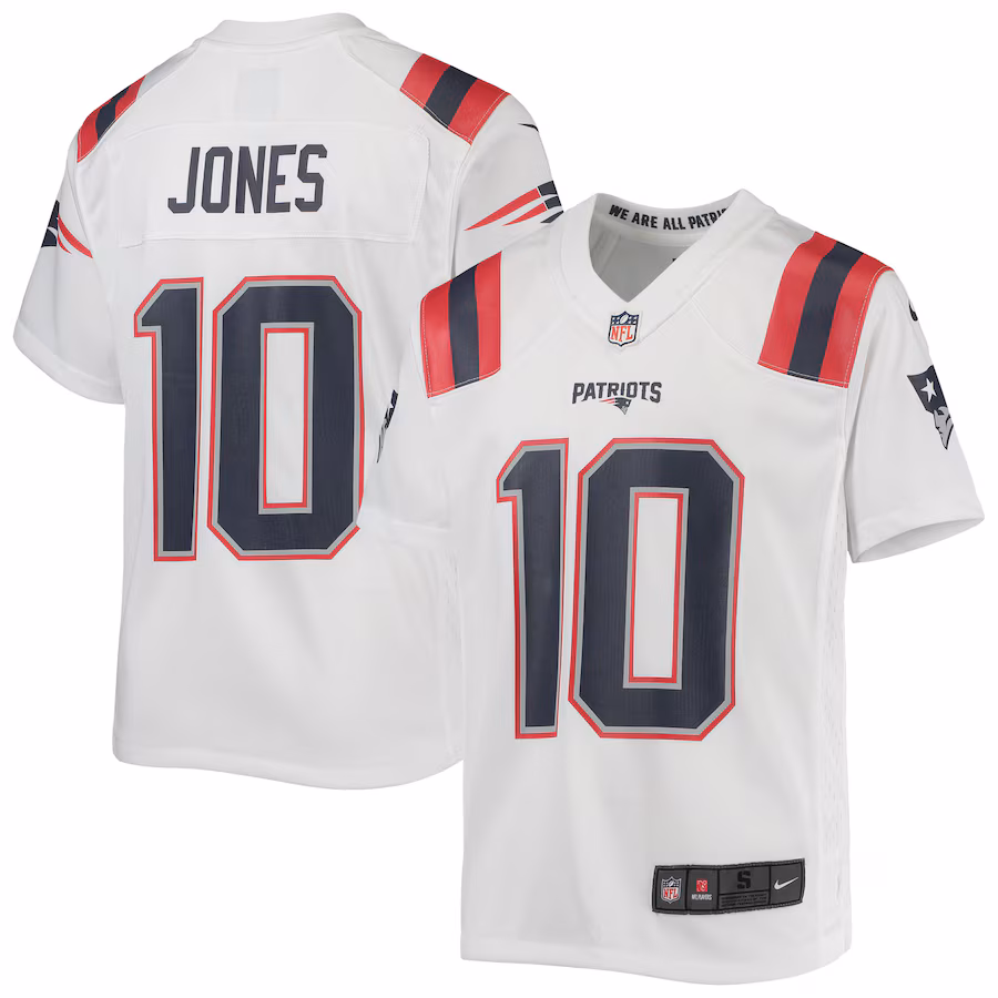Youth New England Patriots Mac Jones Nike White Game Jersey - ujerseystore