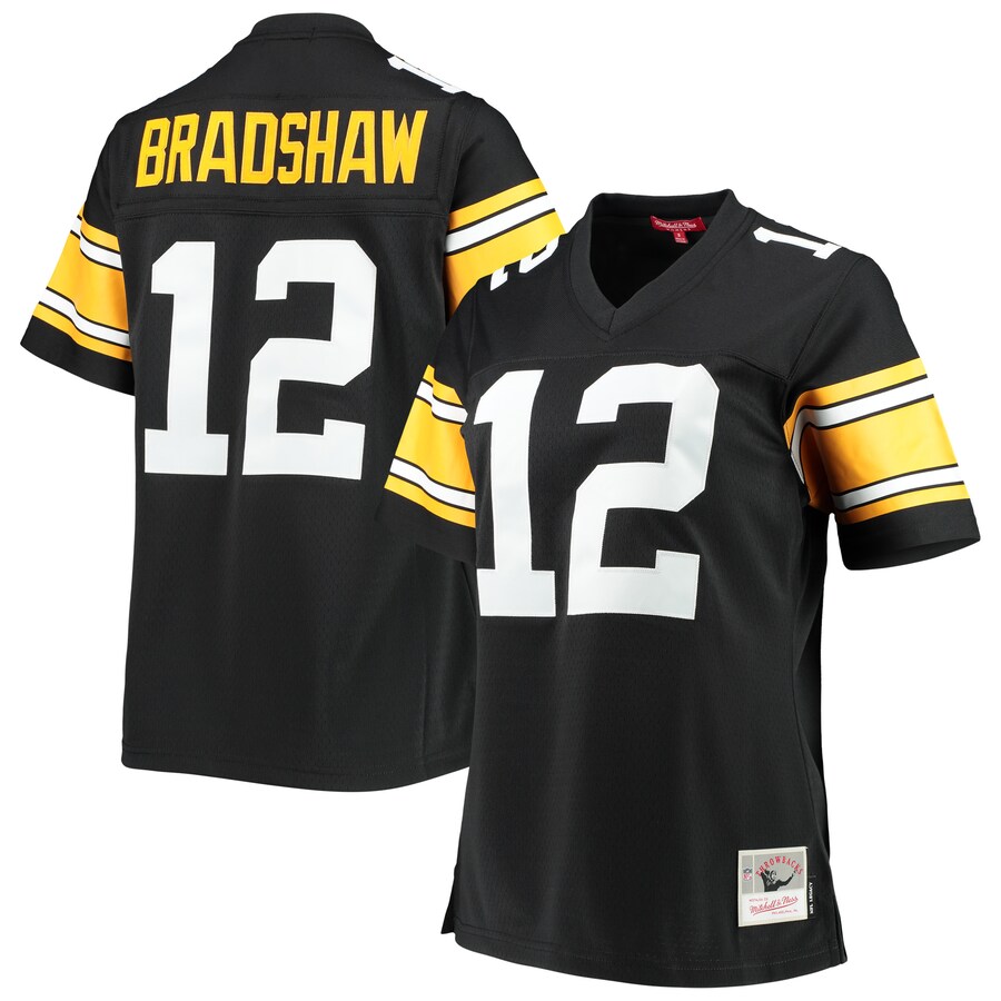 Women's Pittsburgh Steelers Terry Bradshaw Mitchell & Ness Black Legacy Replica Player Jersey - ujerseystore