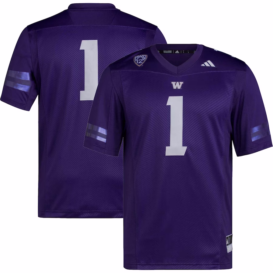 #1 Washington Huskies adidas Premier Football Jersey - Purple - ujerseystore
