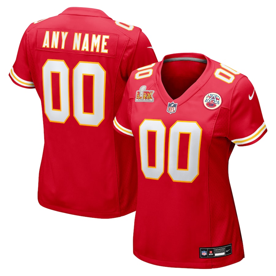 Women's Kansas City Chiefs Nike Red Super Bowl LIX Custom Game Jersey - ujerseystore