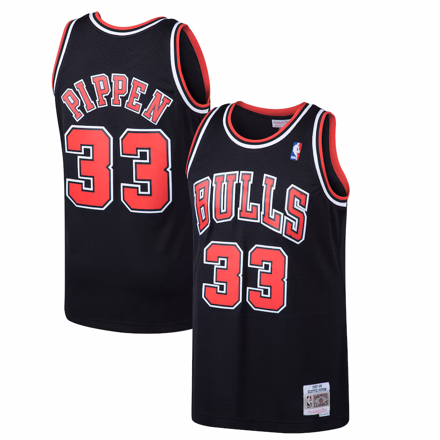 Men's Chicago Bulls Scottie Pippen Mitchell & Ness Black 1997/98 Hardwood Classics Swingman Jersey - ujerseystore