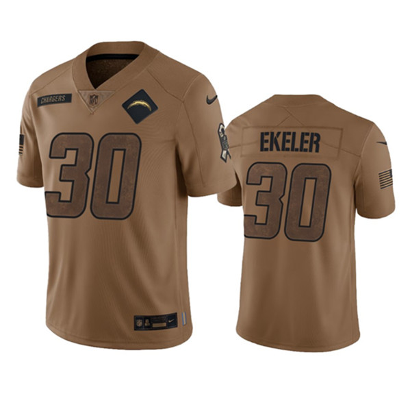 Men's Los Angeles Chargers #30 Austin Ekeler 2023 Brown Salute To Service Limited Football Stitched Jersey - ujerseystore
