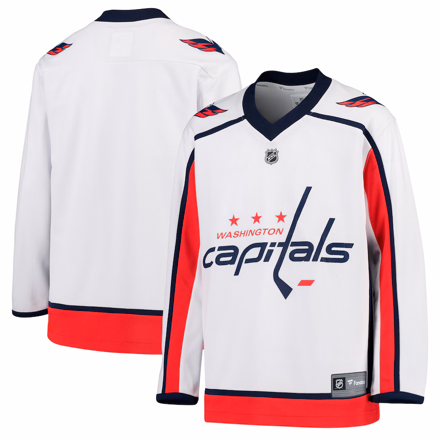Youth Washington Capitals Fanatics White Away Replica Blank Jersey - ujerseystore