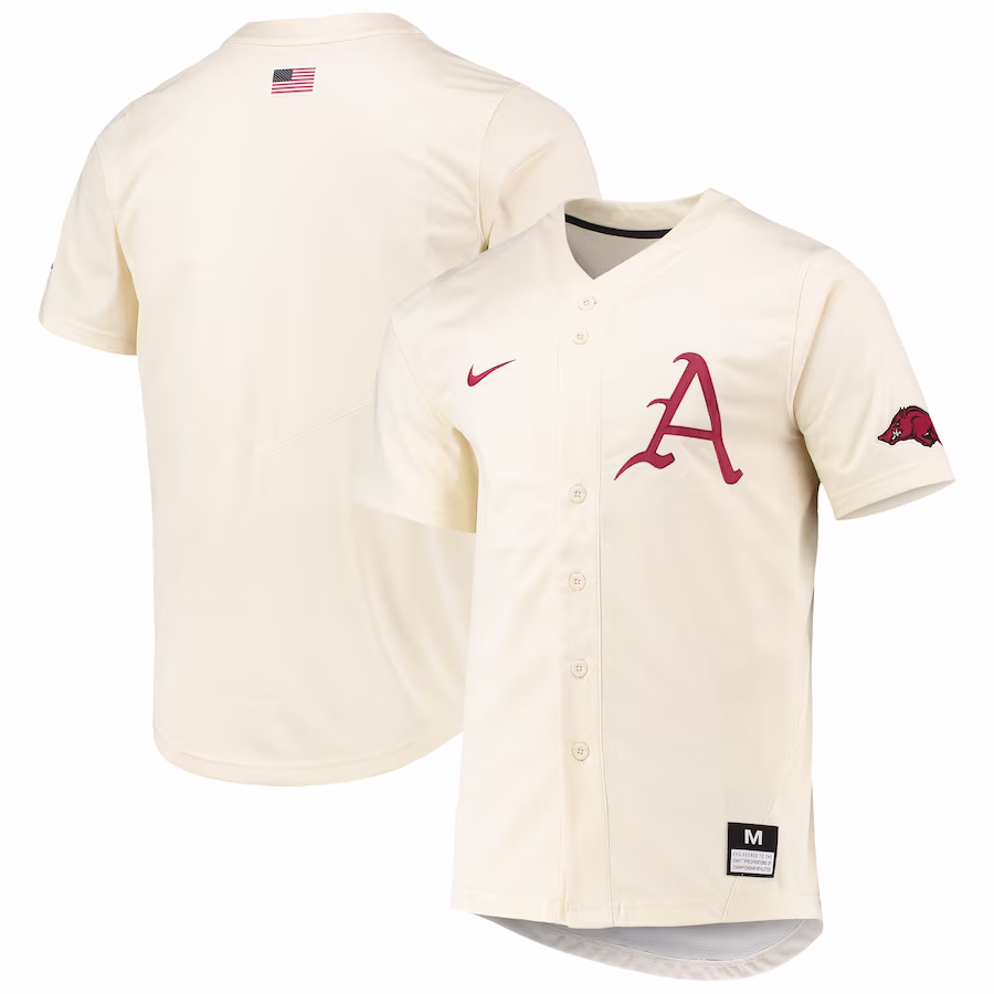 Arkansas Razorbacks Nike Replica Baseball Jersey - Natural - ujerseystore
