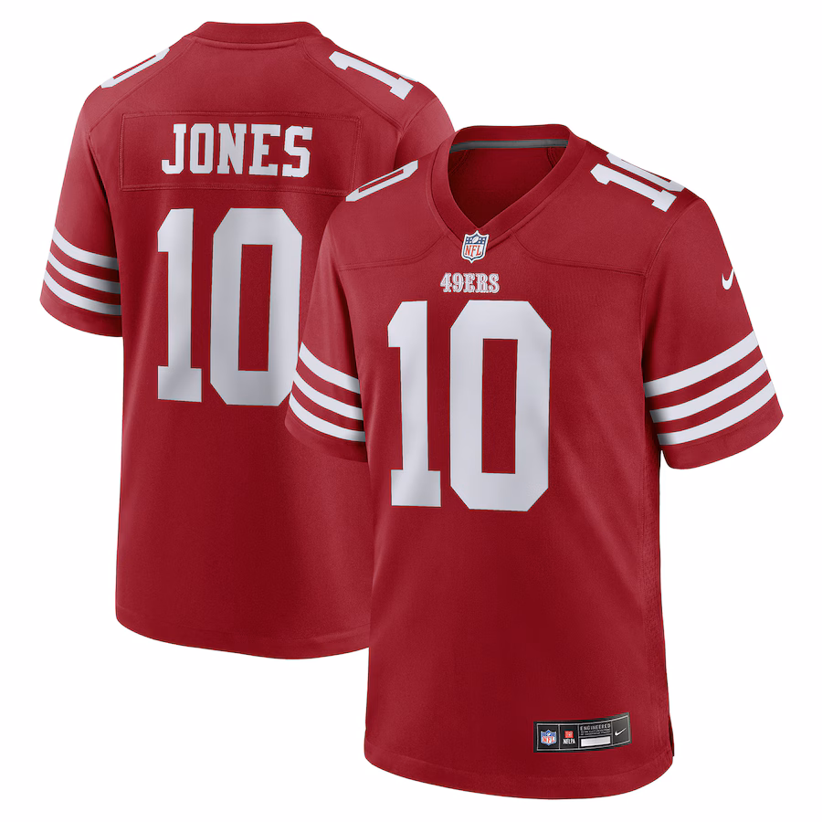 Men's San Francisco 49ers Mac Jones Nike Scarlet Team Game Jersey - ujerseystore