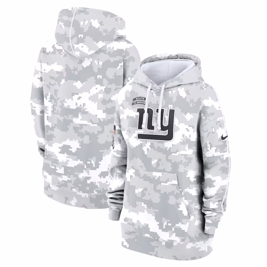 Women's New York Giants Nike Arctic Camo 2024 Salute To Service Club Fleece Pullover Hoodie - ujerseystore