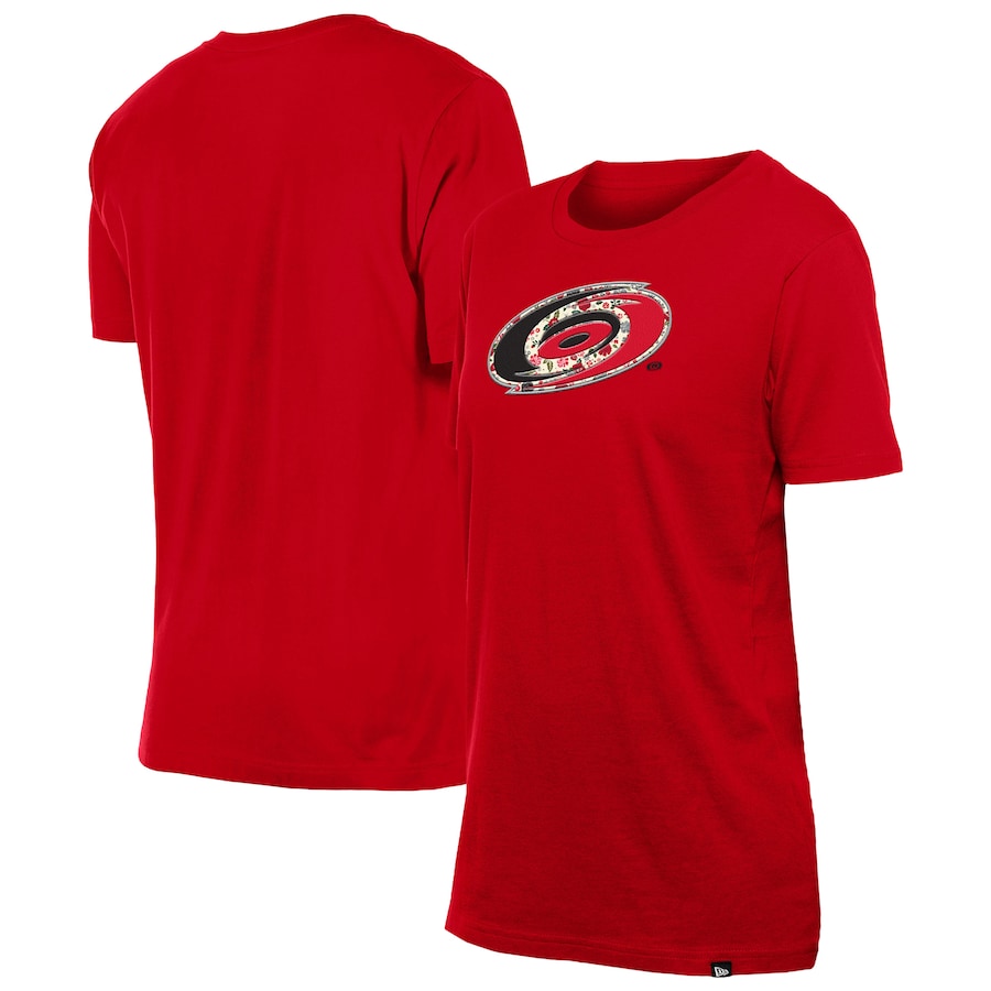 Women's Carolina Hurricanes New Era Red Glam Game Floral T-Shirt - ujerseystore