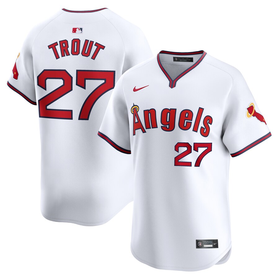 Men's Los Angeles Angels Mike Trout Nike White Alternate Limited Player Jersey - ujerseystore