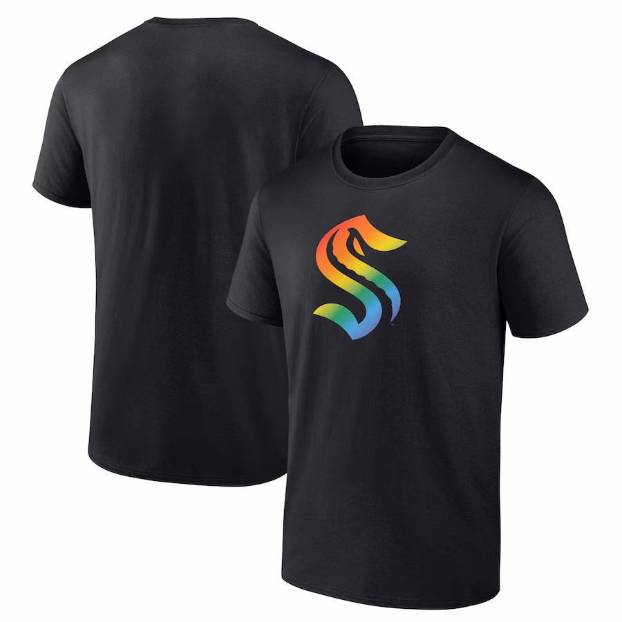Men's Seattle Kraken Black Team Pride Logo T-Shirt - ujerseystore