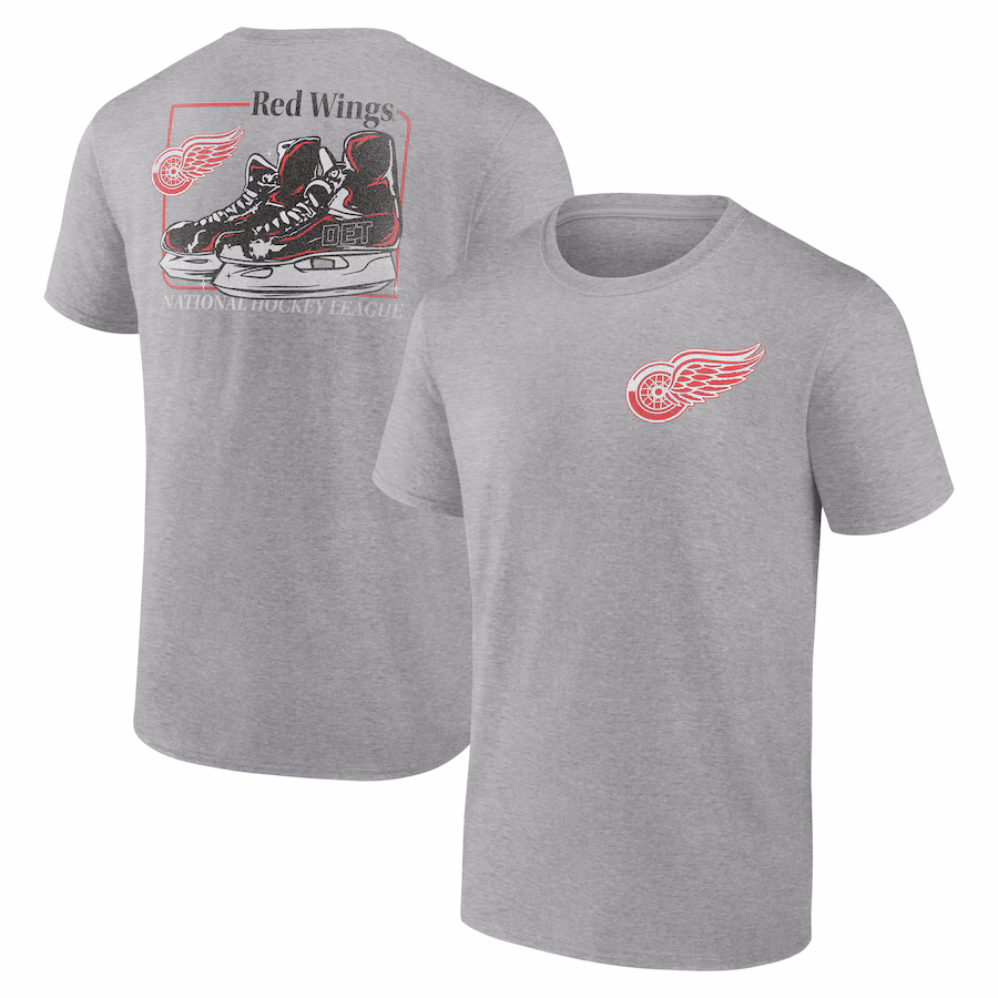 Men's Detroit Red Wings Heather Gray Glory Skates T-Shirt - ujerseystore