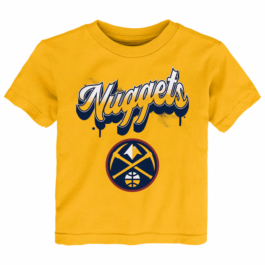 Youth Denver Nuggets  Gold Bubbly Script T-Shirt - ujerseystore