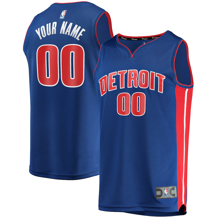 Men's Detroit Pistons Fanatics Blue Fast Break Custom Replica Jersey - Icon Edition - ujerseystore