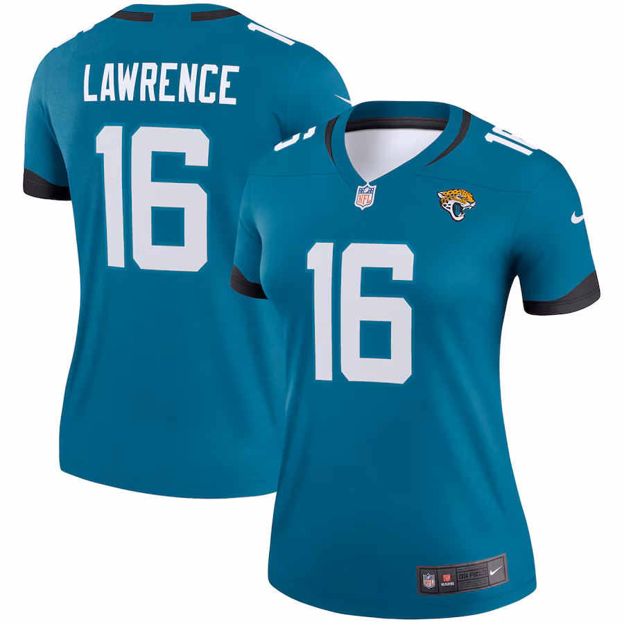 Women's Jacksonville Jaguars Trevor Lawrence Nike Teal Legend Player Performance Top - ujerseystore