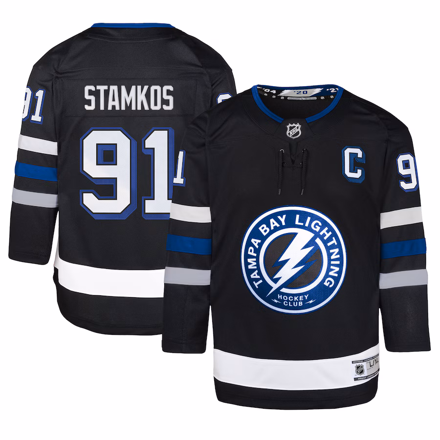 Youth Tampa Bay Lightning Steven Stamkos Black Alternate Premier Player Jersey - ujerseystore
