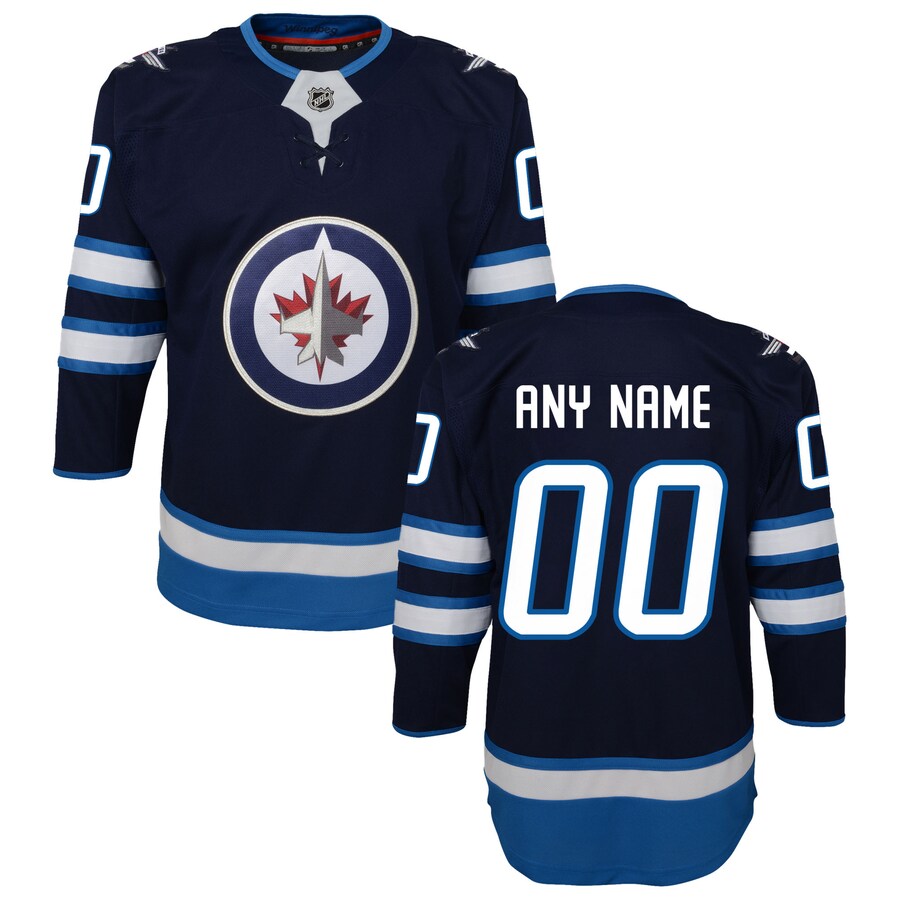 Youth Winnipeg Jets Navy Home Premier Custom Jersey - ujerseystore