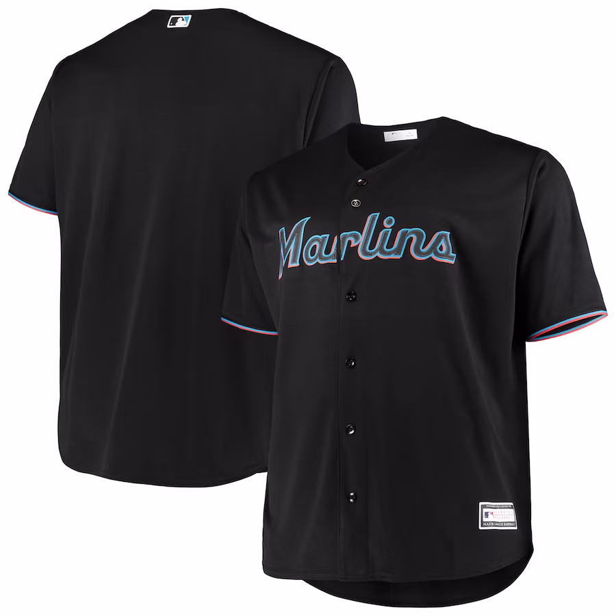 Men's Miami Marlins Black Big & Tall Replica Team Jersey - ujerseystore