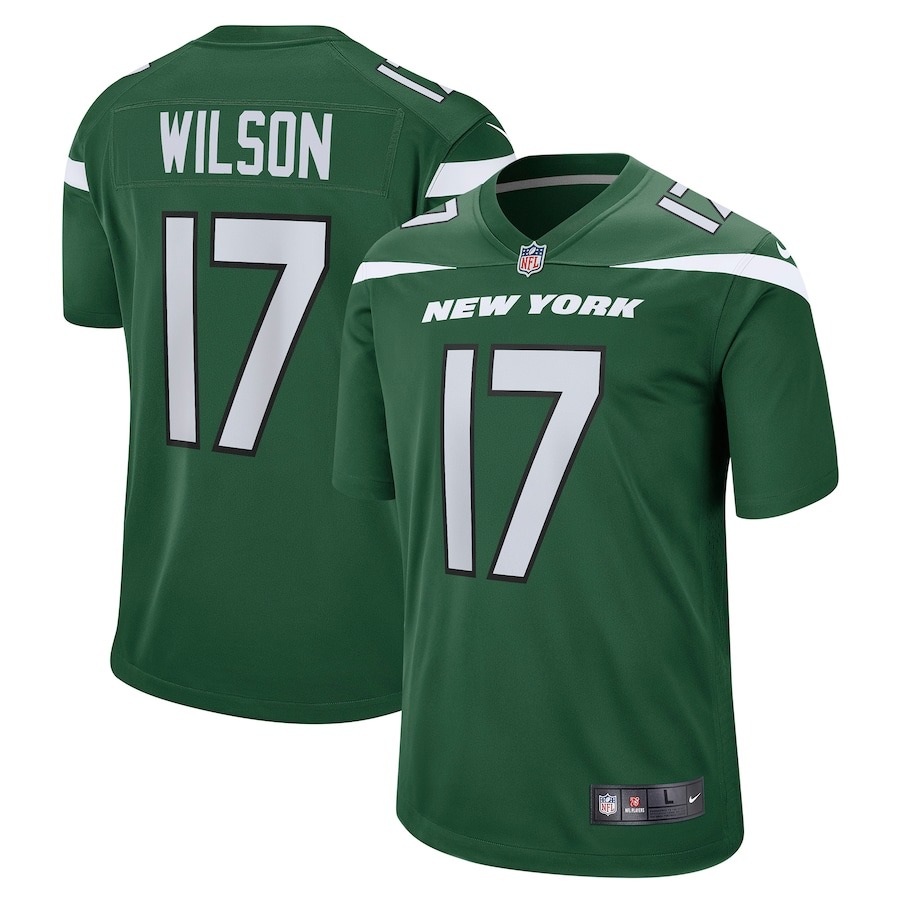 Men's New York Jets Garrett Wilson Nike Green Player Game Jersey - ujerseystore