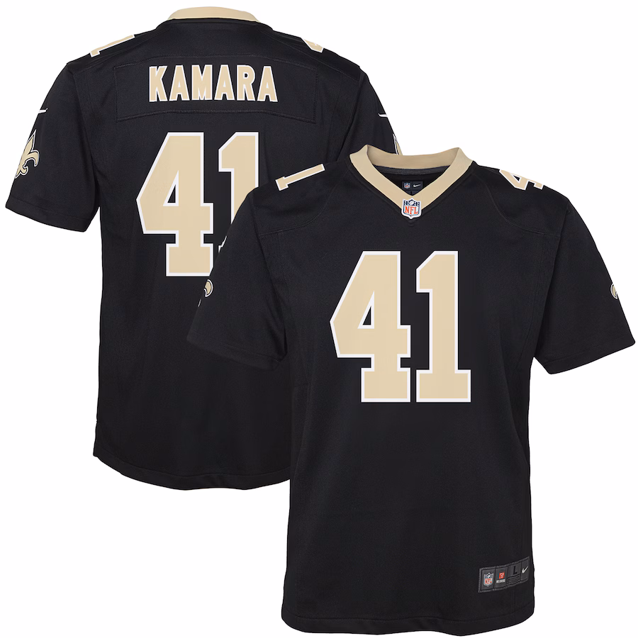 Youth New Orleans Saints Alvin Kamara Nike Black Game Jersey - ujerseystore