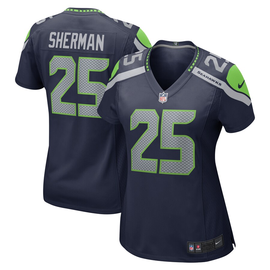 Women's Seattle Seahawks Richard Sherman Nike College Navy Retired Game Jersey - ujerseystore