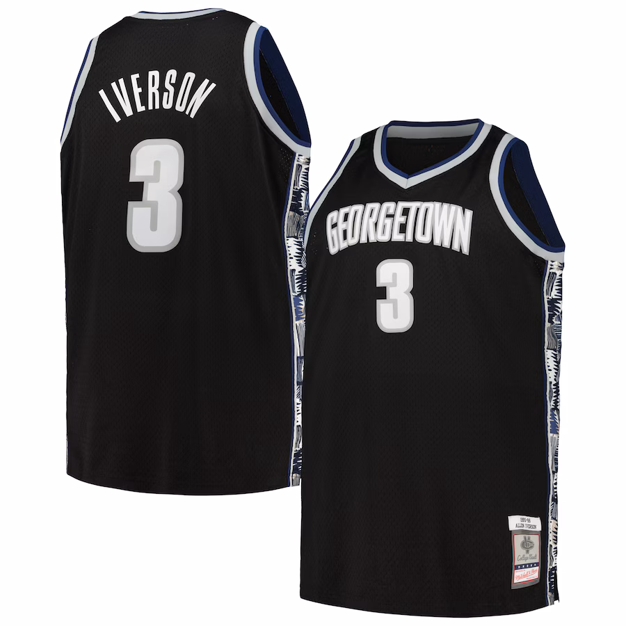 Allen Iverson Georgetown Hoyas Mitchell & Ness 1995/96 Big & Tall Swingman Jersey - Black - ujerseystore