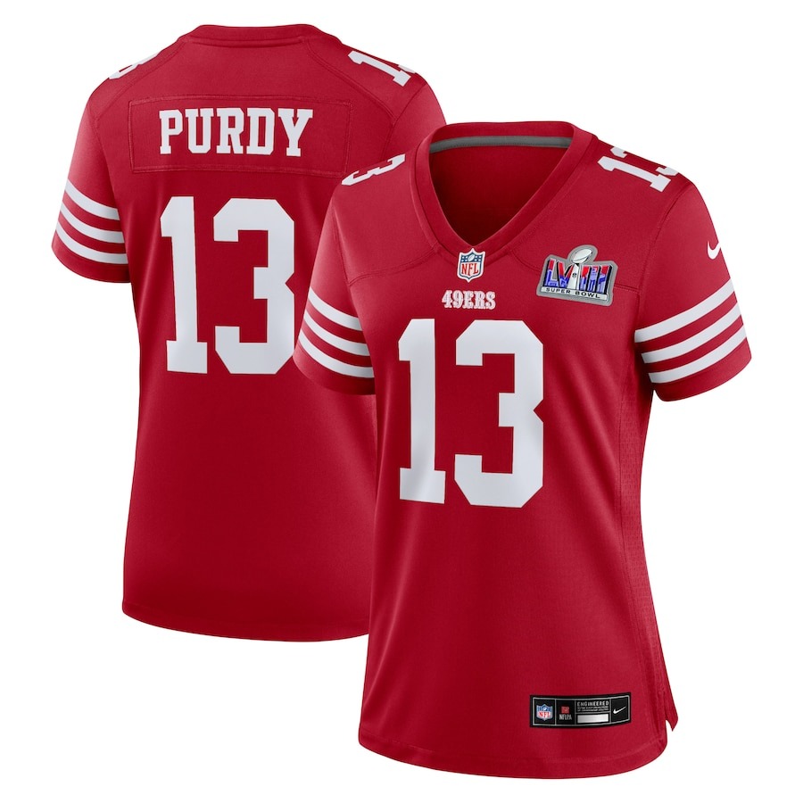 Women's San Francisco 49ers Brock Purdy Nike Scarlet Super Bowl LVIII Game Jersey - ujerseystore