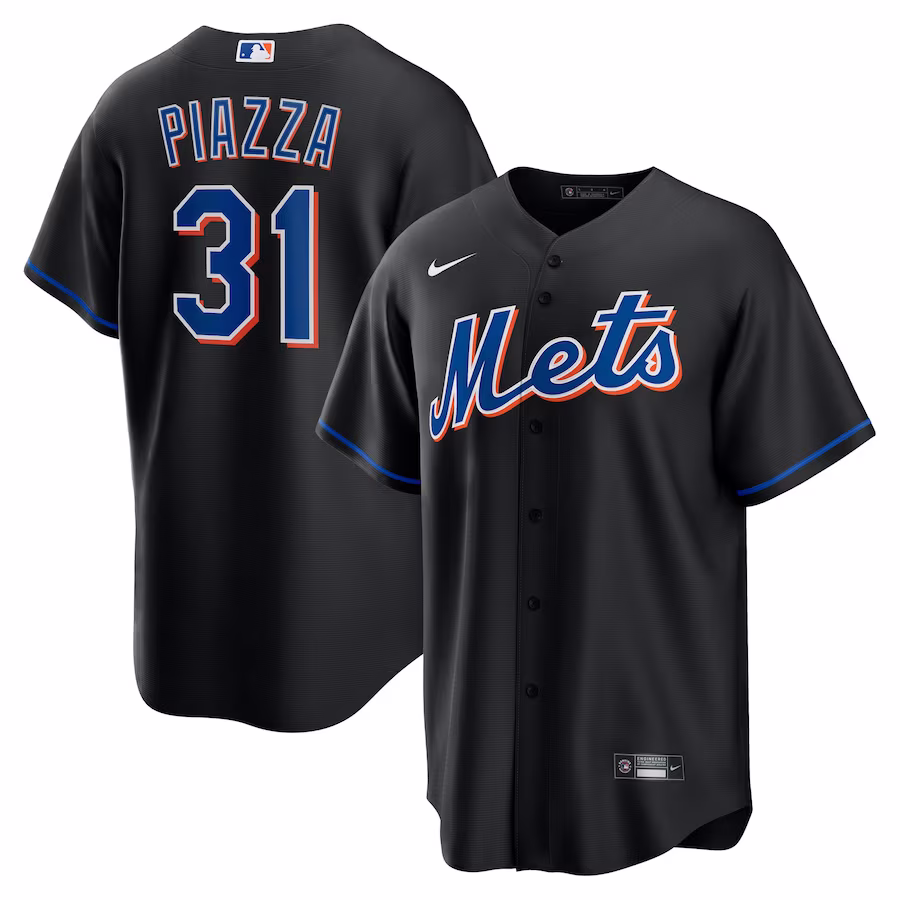 Men's New York Mets Mike Piazza Nike Black 2022 Alternate Replica Player Jersey - ujerseystore