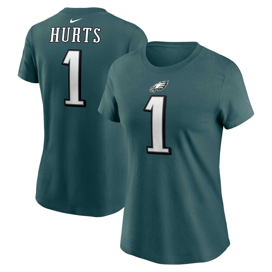 Women's Philadelphia Eagles Jalen Hurts Nike Midnight Green Player Name & Number T-Shirt - ujerseystore