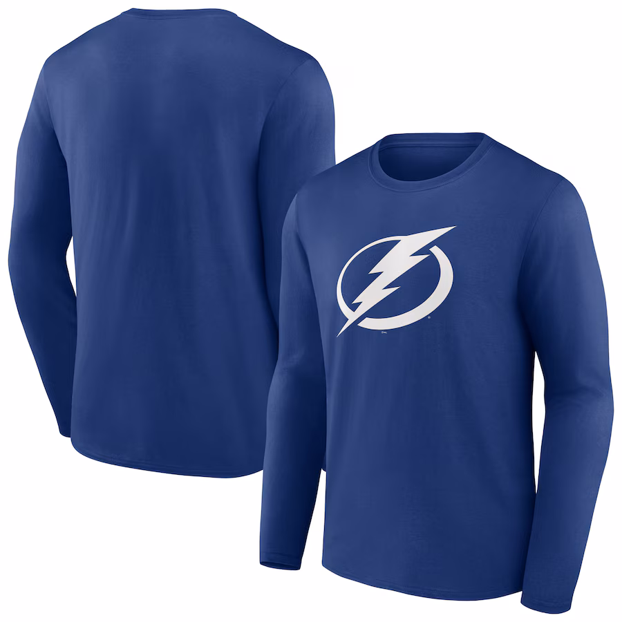 Men's Tampa Bay Lightning Blue Primary Logo Long Sleeve T-Shirt - ujerseystore