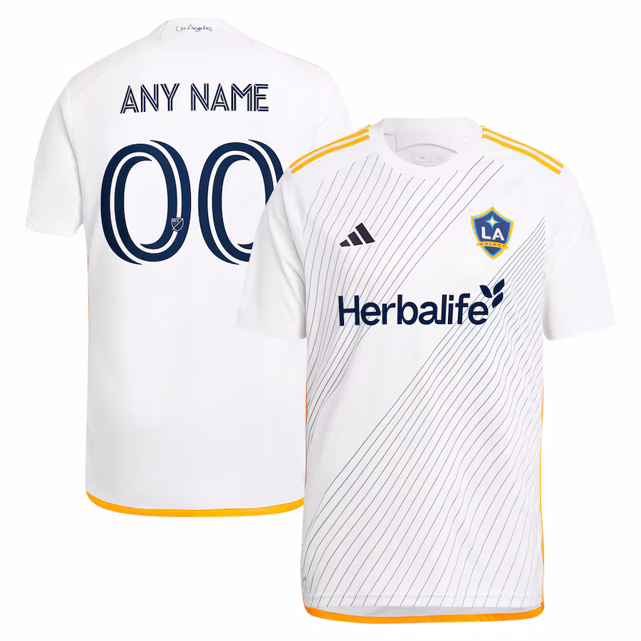 Men's LA Galaxy  adidas White 2024 Angeleno Kit Replica Custom Jersey - ujerseystore