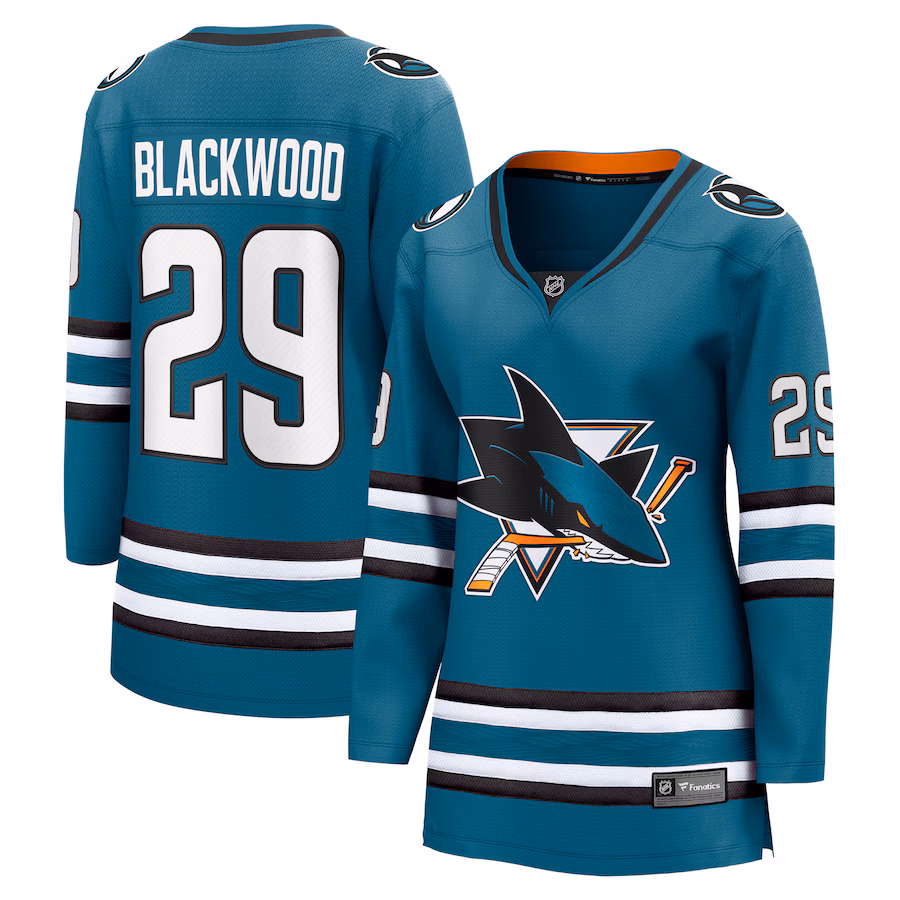 Women's San Jose Sharks Mackenzie Blackwood Fanatics Teal Home Breakaway Player Jersey - ujerseystore