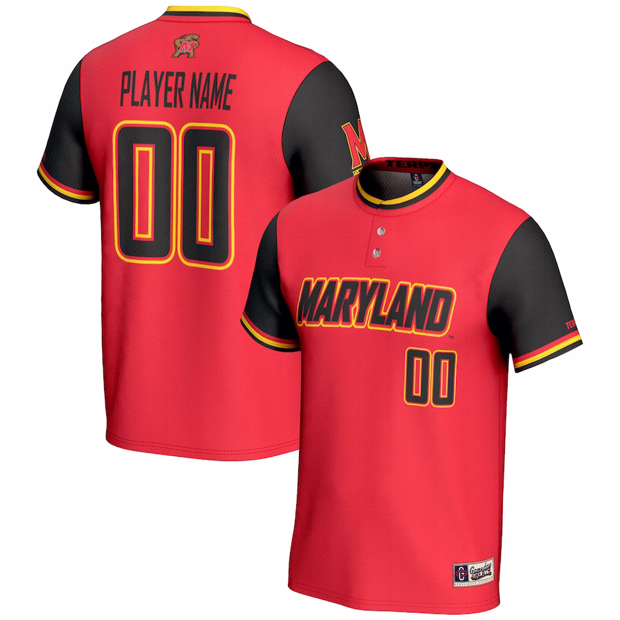 Maryland Terrapins GameDay Greats Youth NIL Pick-A-Player Lightweight Softball Jersey - Red - ujerseystore