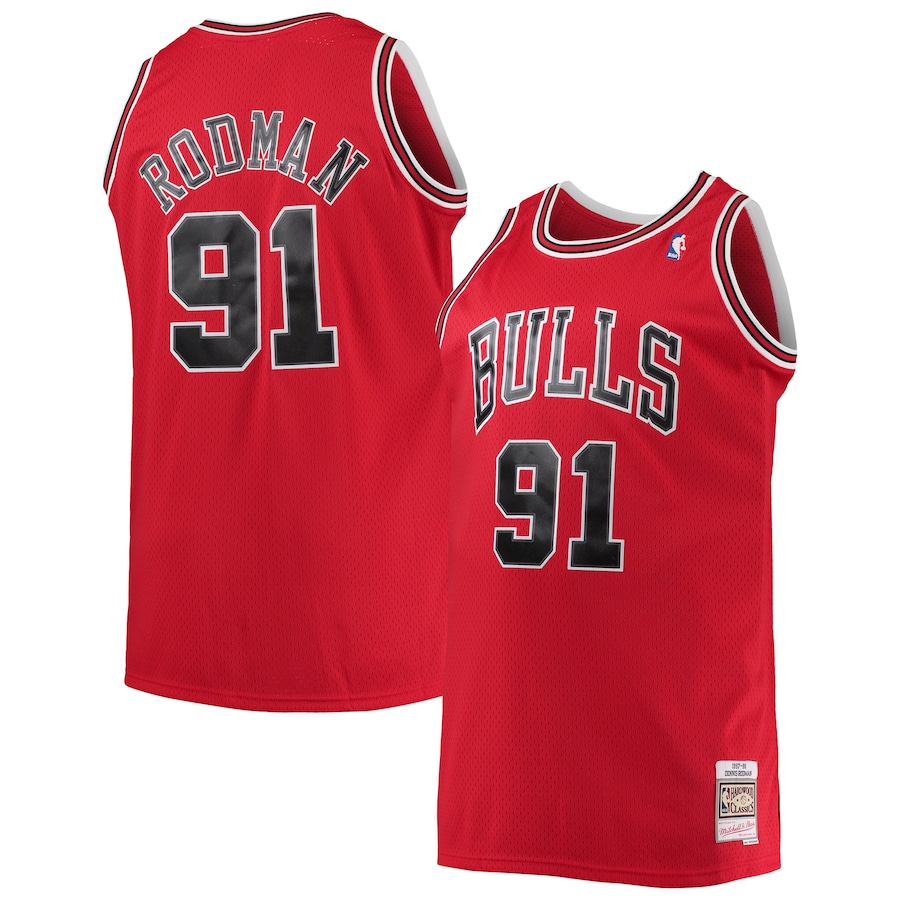 Men's Chicago Bulls Dennis Rodman Mitchell & Ness Red 1997/98 Big & Tall Hardwood Classics Swingman Jersey - ujerseystore
