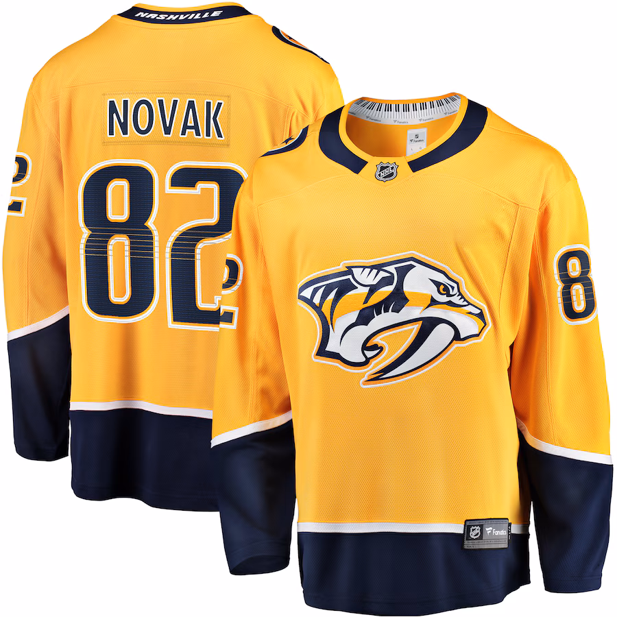 Men's Nashville Predators Tommy Novak Fanatics Gold Home Breakaway Jersey - ujerseystore